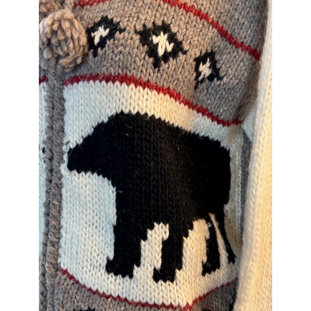 Earth RAGZ Cardigan Hoodie Sweater Jacket Zip Close Intarsia Bear Pockets S M - Picture 4 of 9